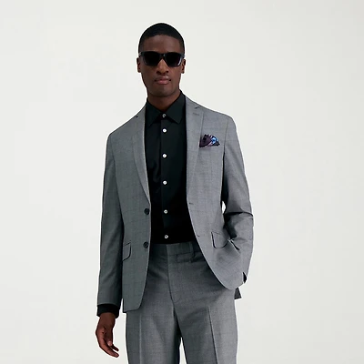 Haggar JMH Glen Mens Stretch Fabric Slim Fit Plaid Suit Jacket
