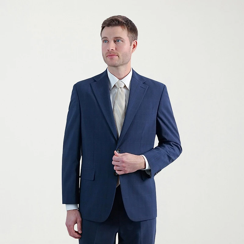 Haggar JMH Prince Of Wales Mens Stretch Fabric Classic Fit Plaid Suit Jacket