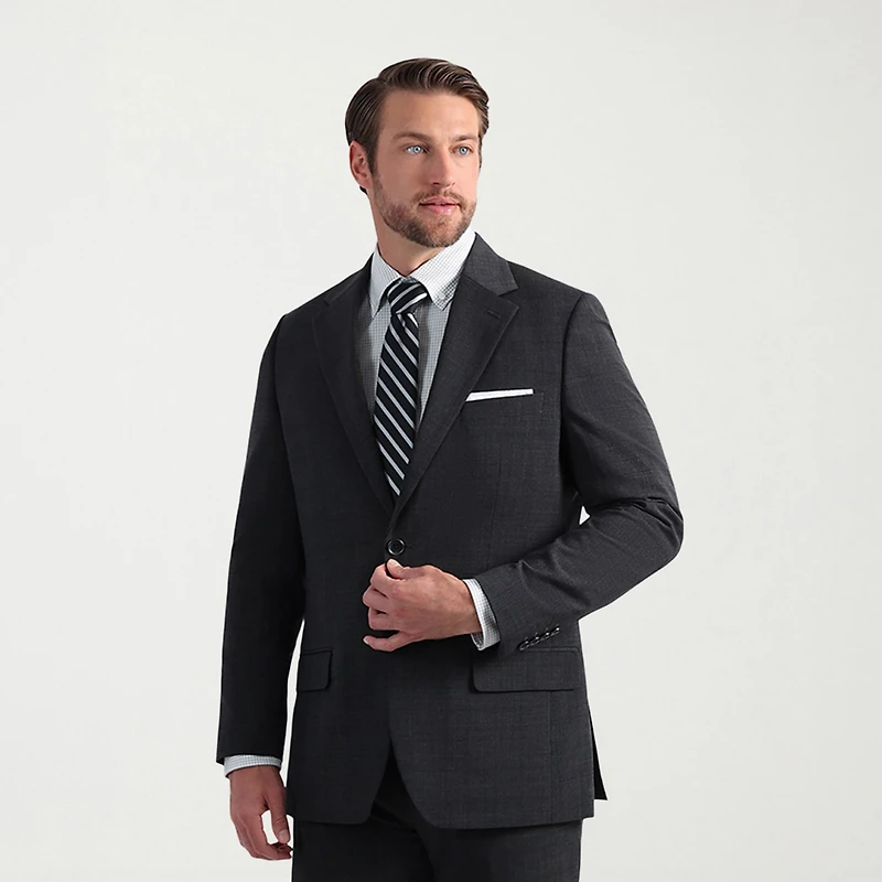 Haggar JMH Tailored Wool Windowpane Mens Stretch Fabric Modern Fit Suit Jacket