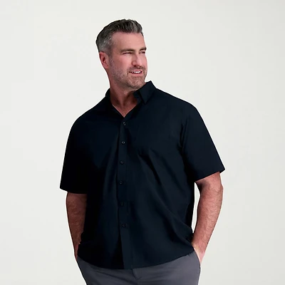 Haggar Life Khaki With Repreve Comfort Woven Mens Short Sleeve Regular Fit Stretch Fabric Big and Tall Button-Down Shirt