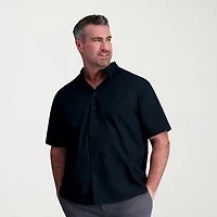 Haggar Life Khaki With Repreve Comfort Woven Mens Short Sleeve Regular Fit Stretch Fabric Big and Tall Button-Down Shirt