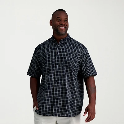 Haggar Linen Blend Mens Short Sleeve Regular Fit Big and Tall Button-Down Shirt