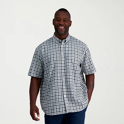 Haggar Linen Blend Mens Short Sleeve Regular Fit Big and Tall Button-Down Shirt