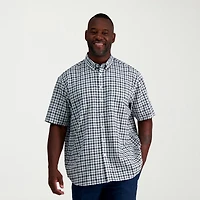 Haggar Linen Blend Mens Short Sleeve Regular Fit Big and Tall Button-Down Shirt