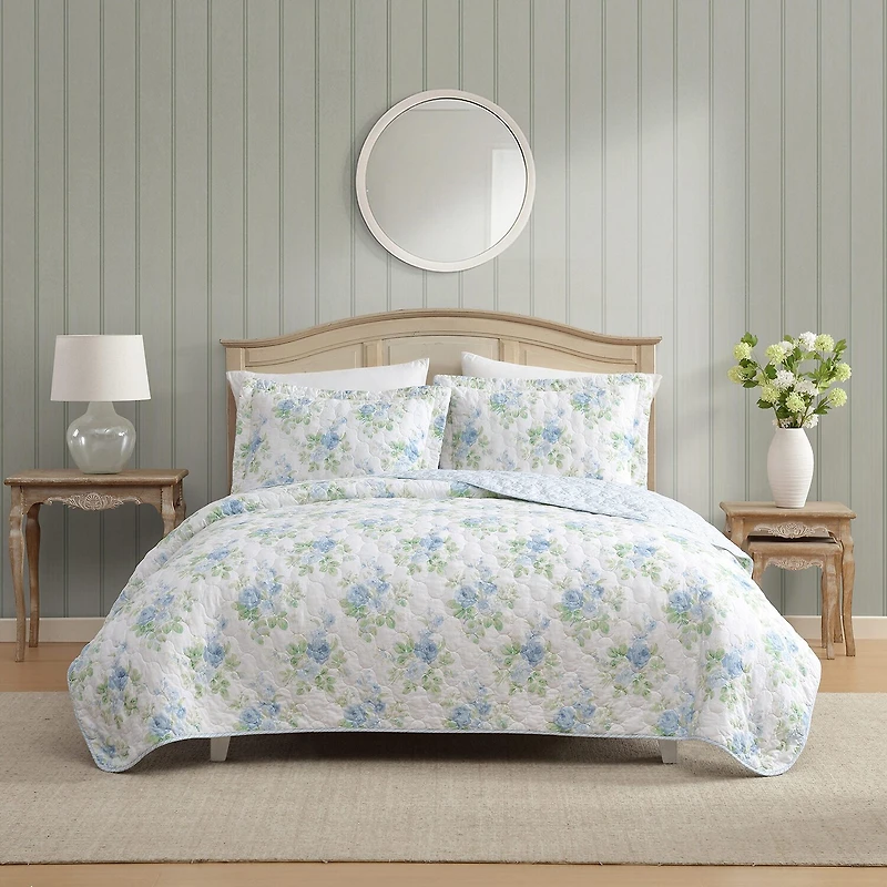 Laura Ashley Linley 3-pc. Floral Reversible Quilt Set