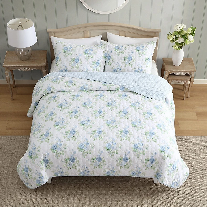 Laura Ashley Linley 3-pc. Floral Reversible Quilt Set