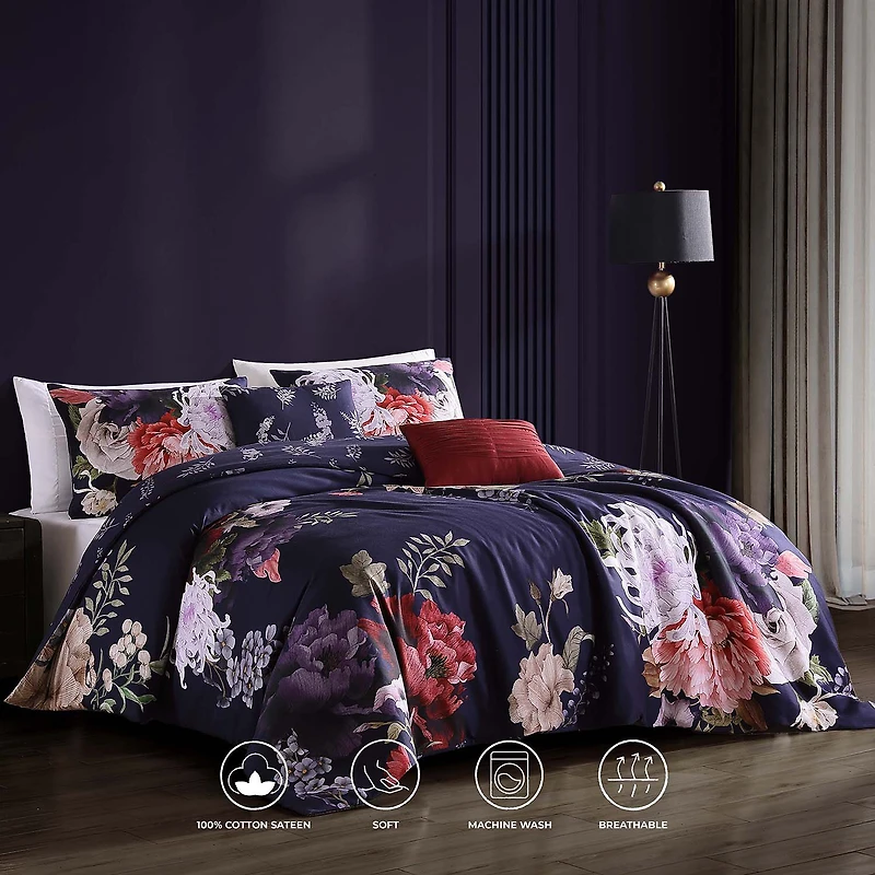 Bebejan Deep Purple Garden 5-pc. Midweight Reversible Comforter Set