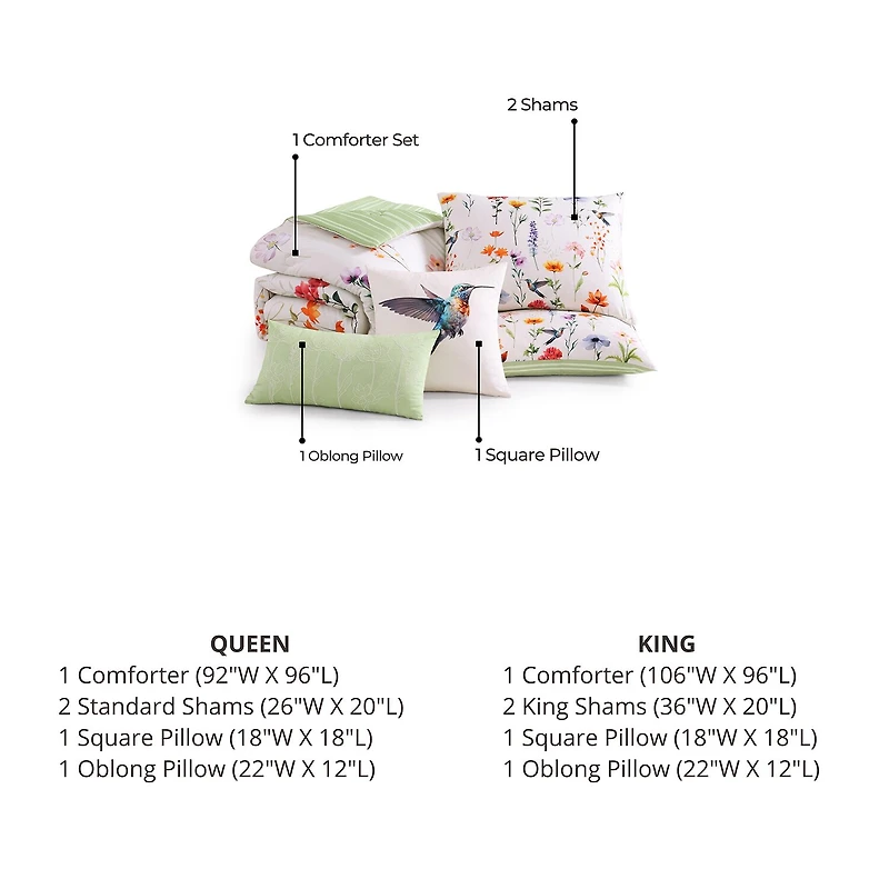Bebejan Fresh Cut Flowers 5-pc. Midweight Reversible Comforter Set
