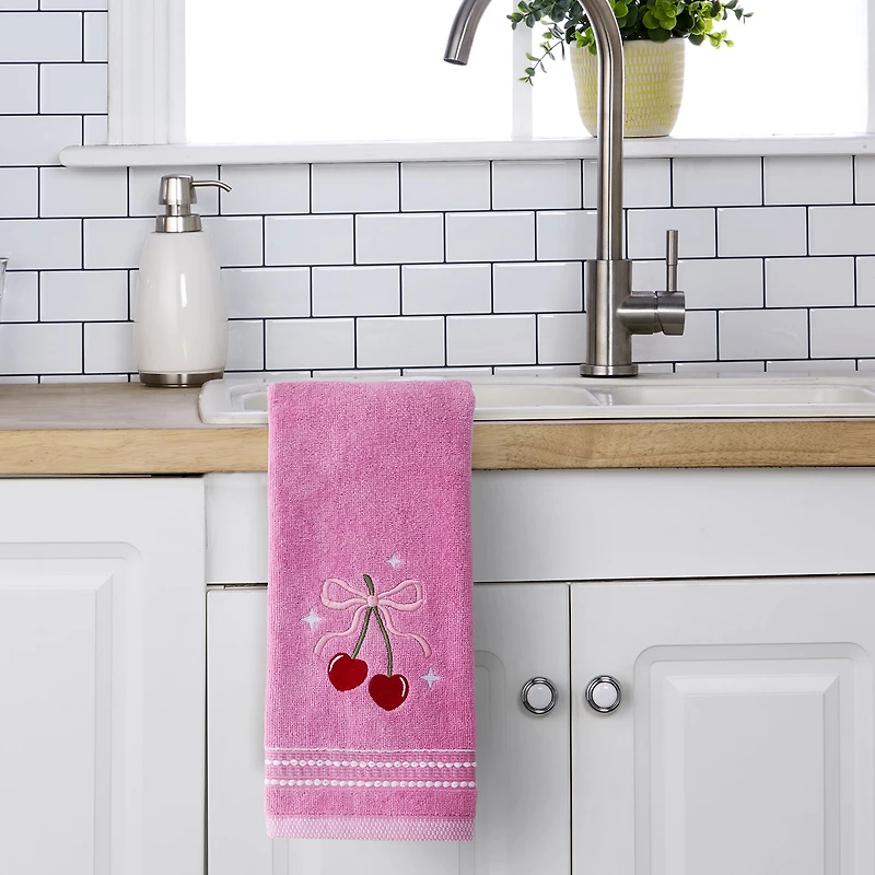 Saturday Knight Cherry Hearts 2-pc. Hand Towel