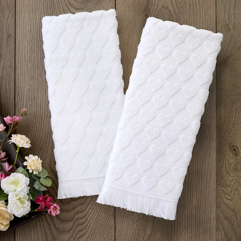 Saturday Knight Heart Jacquard 2-pc. Hand Towel