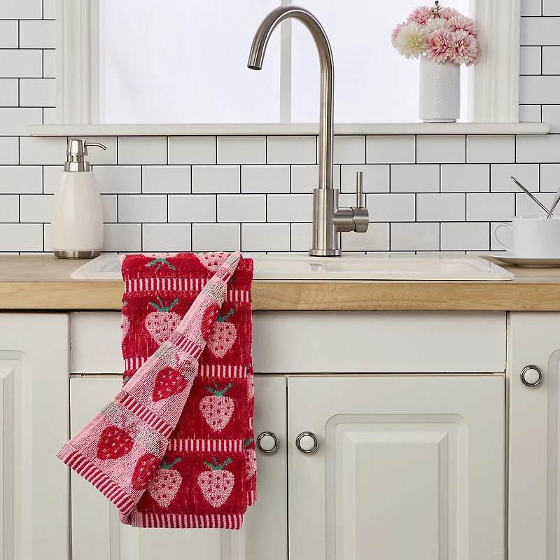 Saturday Knight Strawberry Jacquard 2-pc. Hand Towel