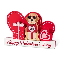 Glitzhome 12" Wooden Block Valentines Day Tabletop Decor