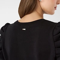 RM Rebecca Minkoff Womens Round Neck Elbow Sleeve Blouse