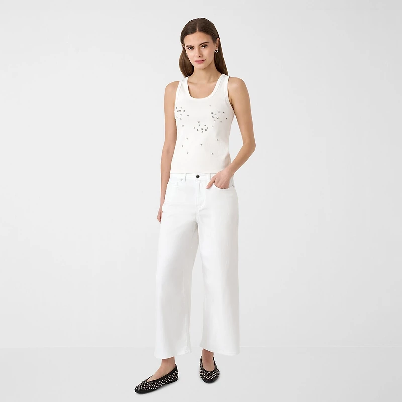 RM Rebecca Minkoff Womens Round Neck Studded Tank Top