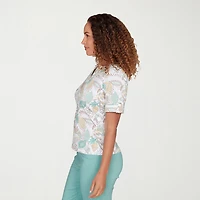 Hearts Of Palm Leaf Womens Split Crew Neck Short Sleeve T-Shirt