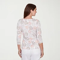 Hearts Of Palm Leaf Womens Scoop Neck 3/4 Sleeve T-Shirt
