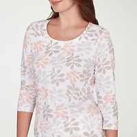 Hearts Of Palm Leaf Womens Scoop Neck 3/4 Sleeve T-Shirt