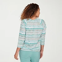 Hearts Of Palm Womens Keyhole Neck 3/4 Sleeve T-Shirt