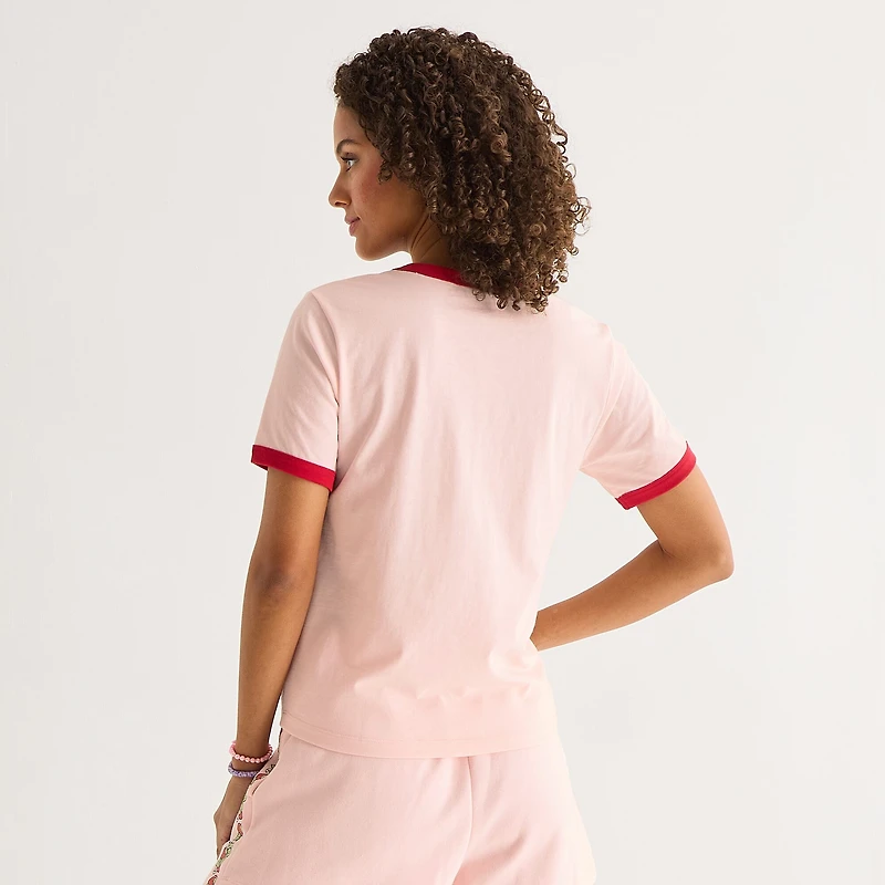 Womens Juniors Crew Neck Short Sleeve Regular Fit Strawberry Shortcake Graphic T-Shirt