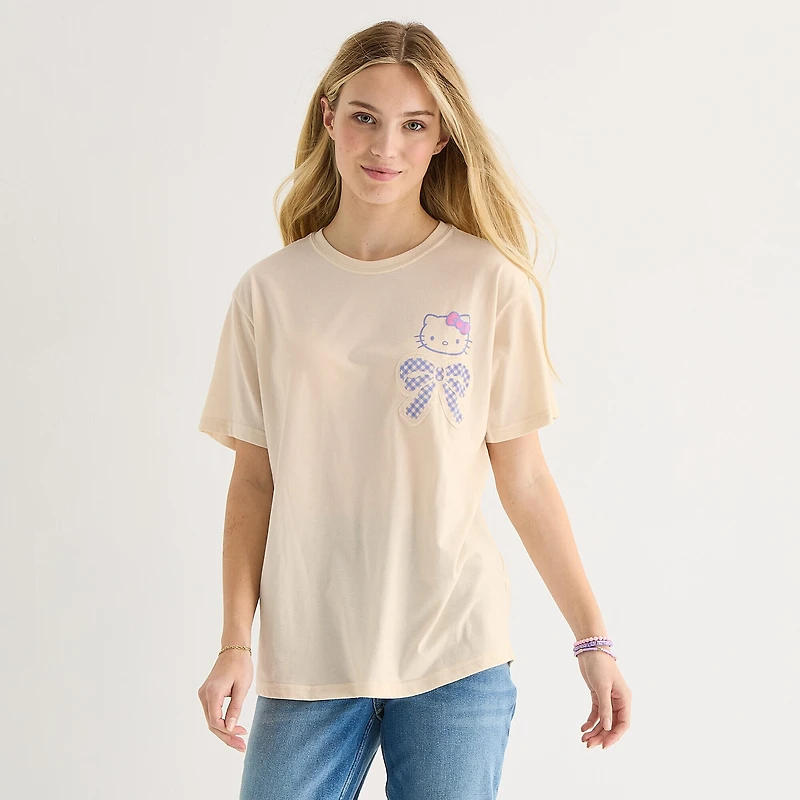Womens Juniors Crew Neck Short Sleeve Regular Fit Hello Kitty Graphic T-Shirt