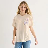 Womens Juniors Crew Neck Short Sleeve Regular Fit Hello Kitty Graphic T-Shirt