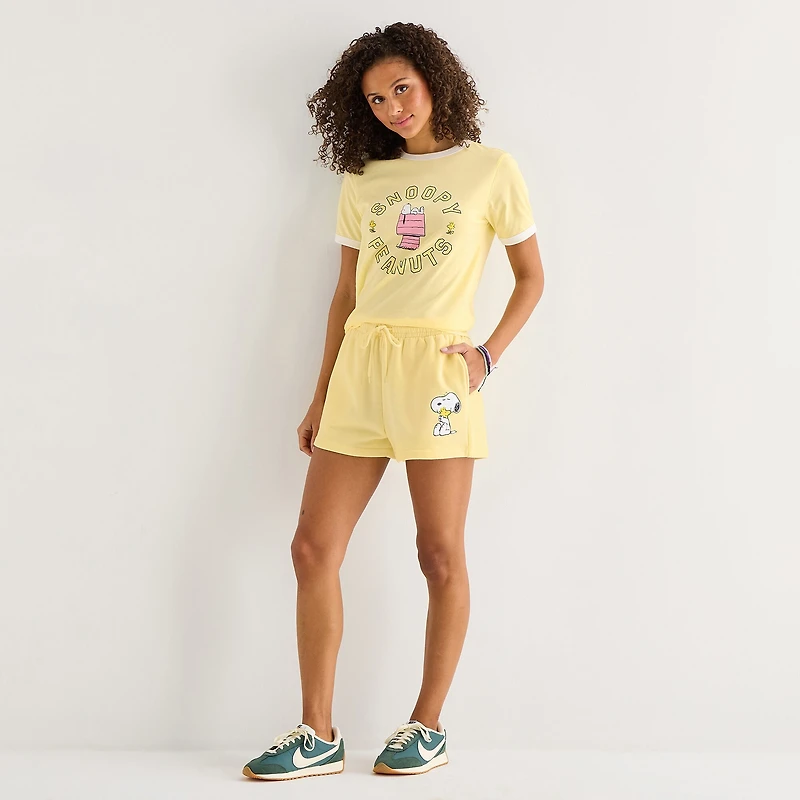 Peanuts Short Womens High Rise Juniors Pull-On