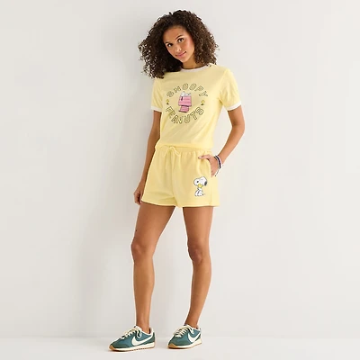 Peanuts Short Womens High Rise Juniors Pull-On