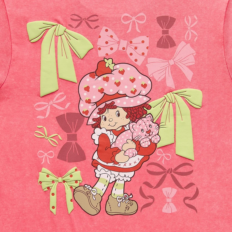 Womens Juniors Crew Neck Short Sleeve Regular Fit Strawberry Shortcake Graphic T-Shirt