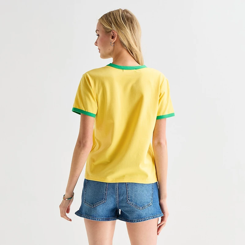 Brazil Baby Tee Womens Juniors Crew Neck Short Sleeve Regular Fit Graphic T-Shirt