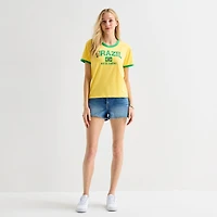 Brazil Baby Tee Womens Juniors Crew Neck Short Sleeve Regular Fit Graphic T-Shirt