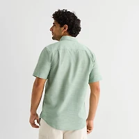 St. John's Bay Slub Mens Short Sleeve Classic Fit Button-Down Shirt