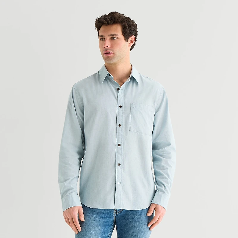 mutual weave Mens Long Sleeve Regular Fit Button-Down Shirt