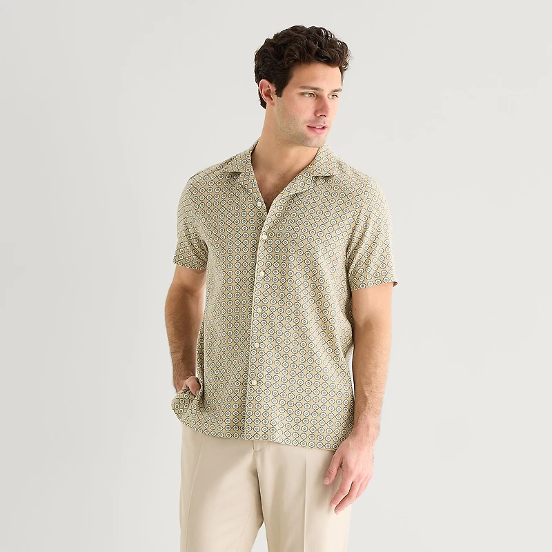 J. Ferrar Linen Blend Mens Short Sleeve Camp Shirt