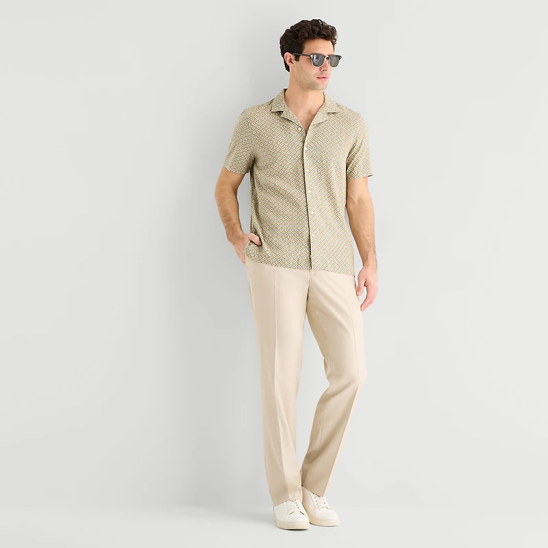 J. Ferrar Linen Blend Mens Short Sleeve Camp Shirt