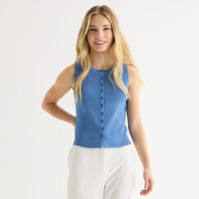 by&by Womens Juniors High Neck Sleeveless Tank Top