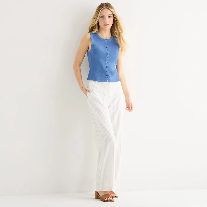 by&by Womens Juniors High Neck Sleeveless Tank Top