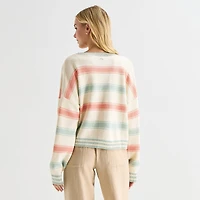 Hurley Womens V Neck Long Sleeve Open Front Juniors Striped Cardigan