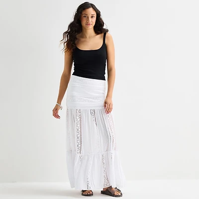 Forever 21 Womens Juniors Mid Rise Maxi Skirt