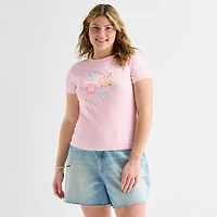 Forever 21 Womens Juniors Plus Crew Neck Short Sleeve Regular Fit Graphic T-Shirt