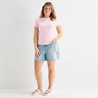Forever 21 Womens Juniors Plus Crew Neck Short Sleeve Regular Fit Graphic T-Shirt
