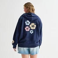 Forever 21 Womens Juniors Plus Long Sleeve Fleece Zipper Hoodie