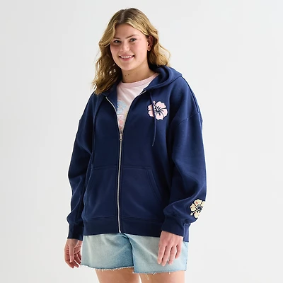 Forever 21 Womens Juniors Plus Long Sleeve Fleece Zipper Hoodie