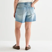 Arizona Womens 5" Mid Rise Juniors Plus Denim Short