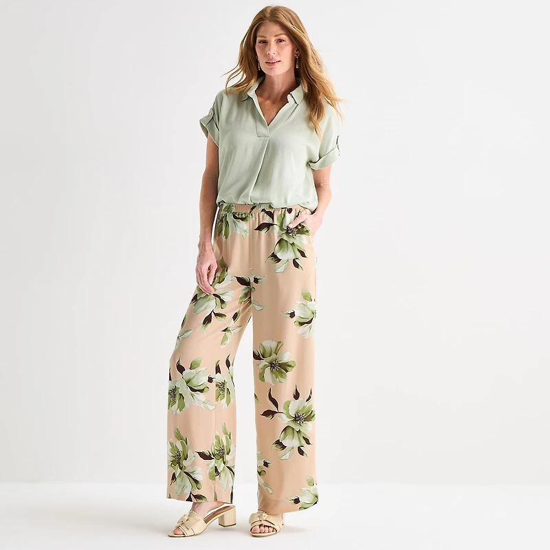 Liz Claiborne Womens Straight Mid Rise Pull-On Pant
