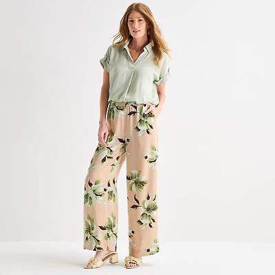 Liz Claiborne Womens Straight Mid Rise Pull-On Pant