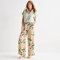 Liz Claiborne Womens Straight Mid Rise Pull-On Pant