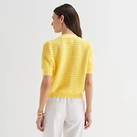 St. John's Bay Womens Short Sleeve Button Cardigan