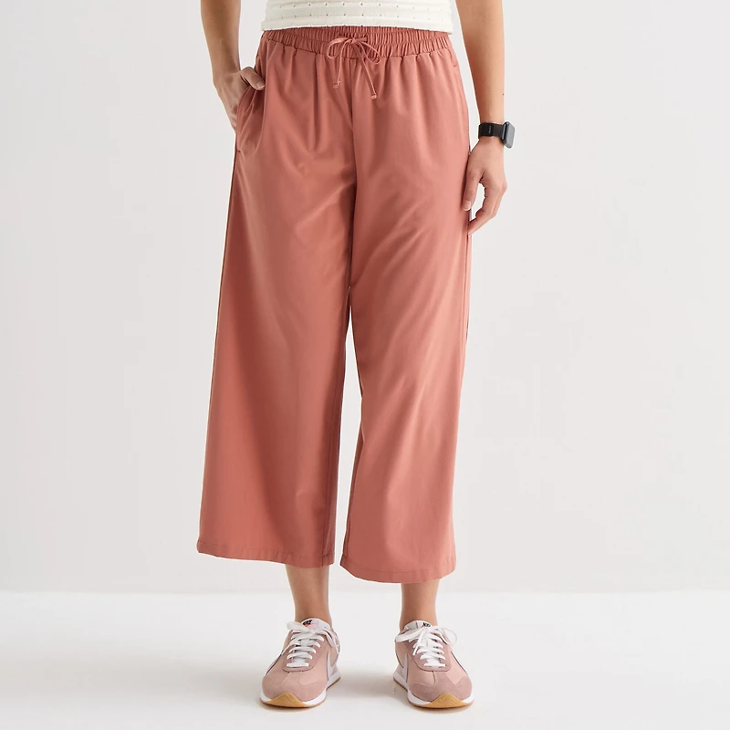 Stylus Womens Wide Leg Mid Rise Cropped Pant