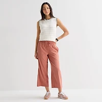 Stylus Womens Wide Leg Mid Rise Cropped Pant