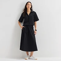 Stylus Womens V Neck Short Sleeve Camp Shirt